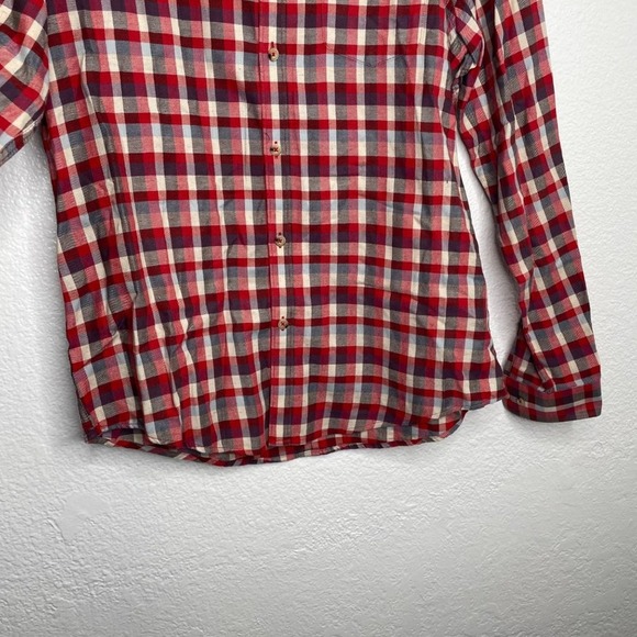 Ben Sherman Mens Red White Blue Plaid Button Down Long Sleeve Shirt Small - Picture 10 of 16